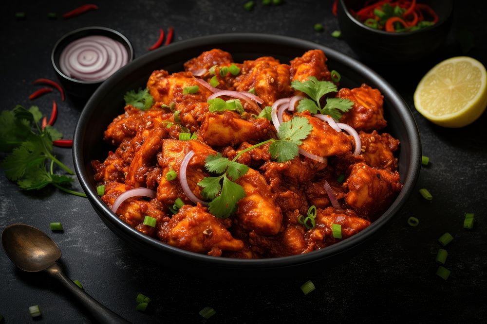 Andhra Chili Chicken south asian food meat vegetable freshness.