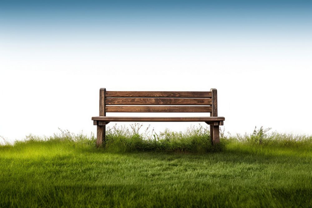 Bench on grass fields landscape furniture nature. AI generated Image by rawpixel.