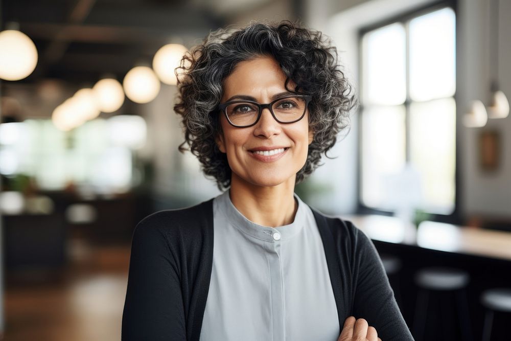 South asian businesswoman glasses adult smile.