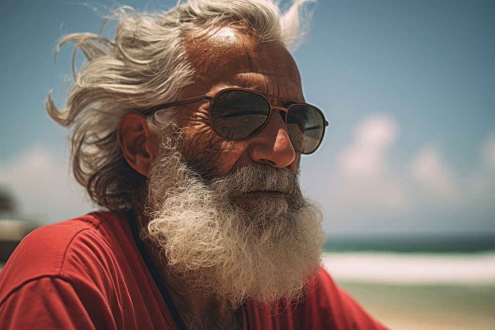 Latina brazilian senior man sunglasses portrait travel.
