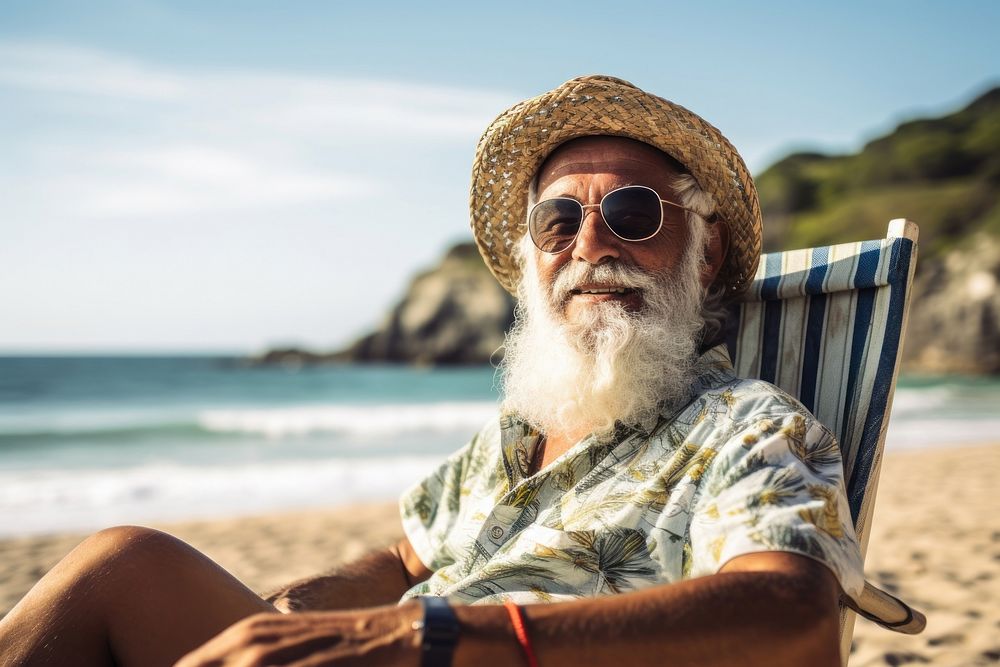 Latina brazilian senior man travel beach adult.