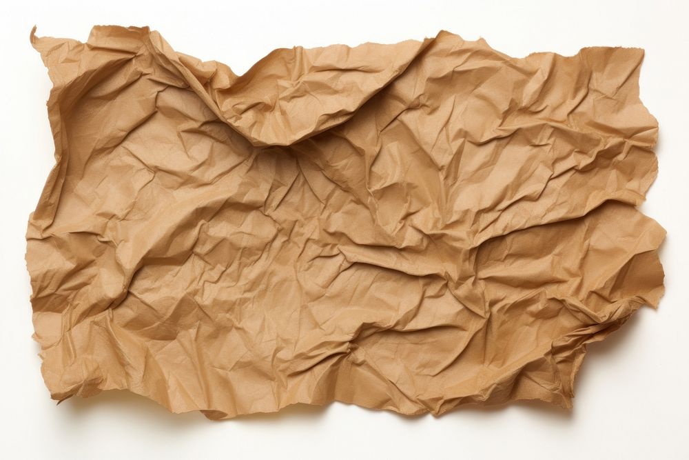 Ripped brown paper backgrounds crumpled white background.