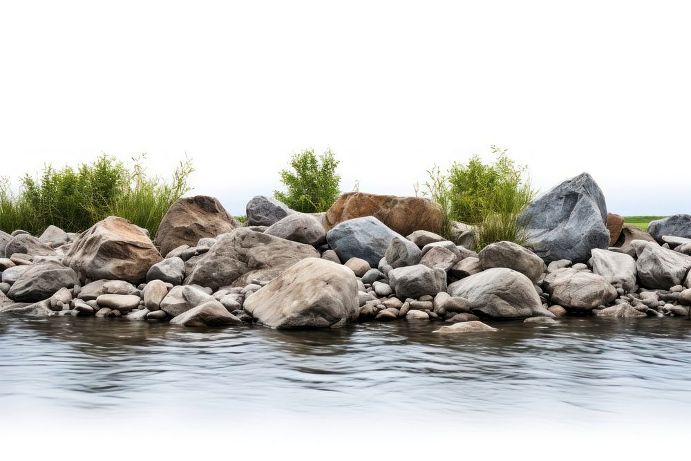 River side landscape nature rock. AI generated Image by rawpixel.