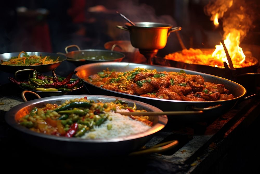 India street food meal asian food restaurant.