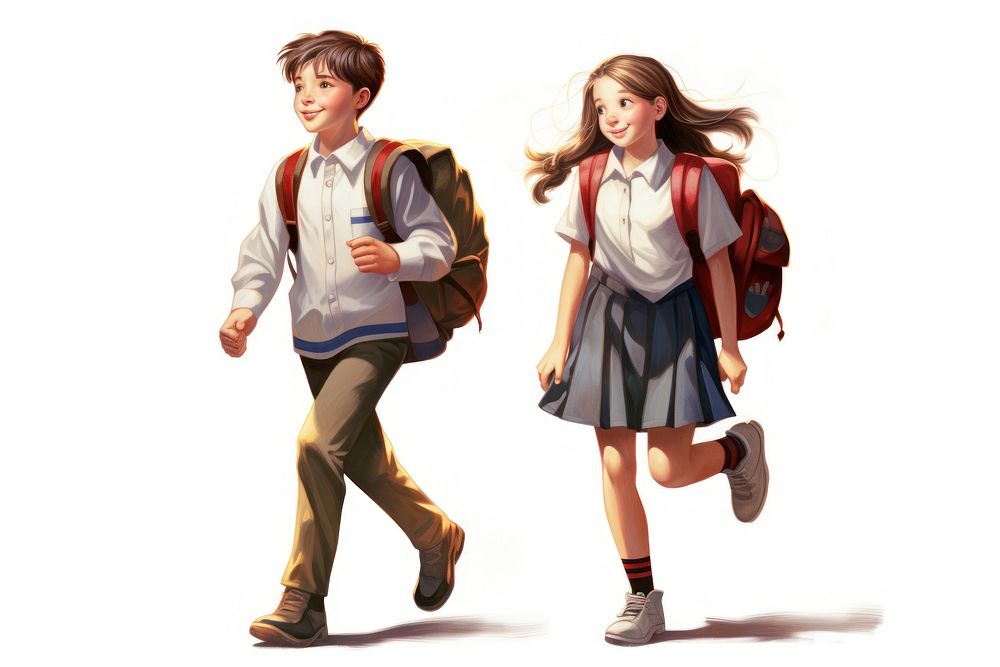 Schoolgirl schoolboy walking footwear.