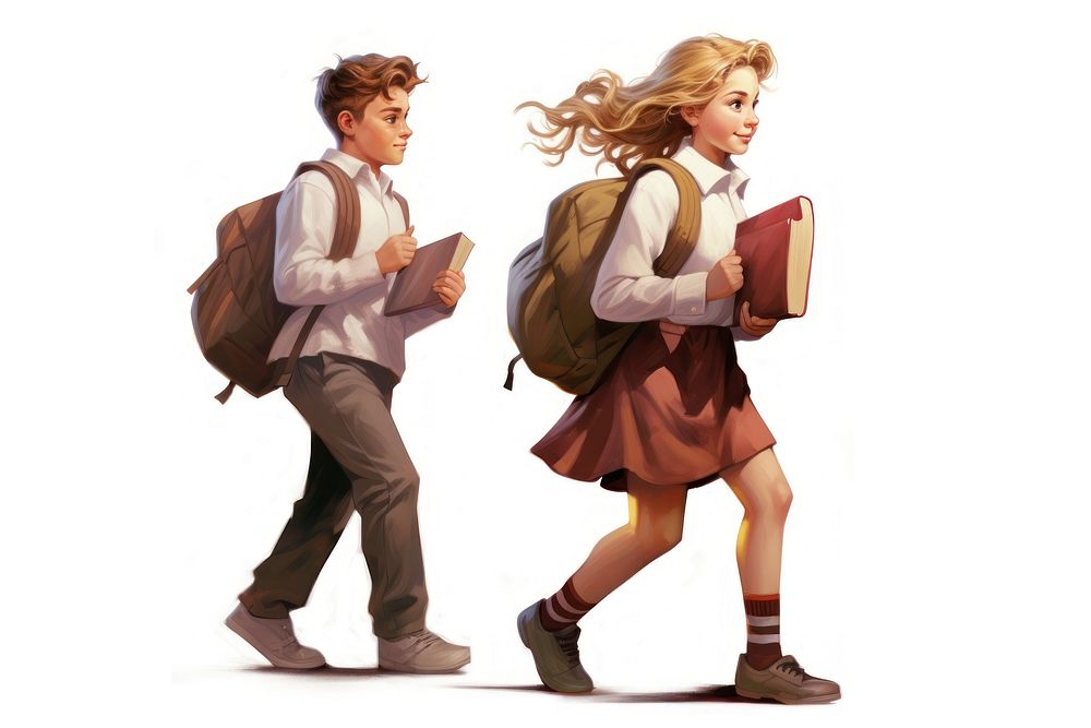 Schoolgirl schoolboy walking footwear.