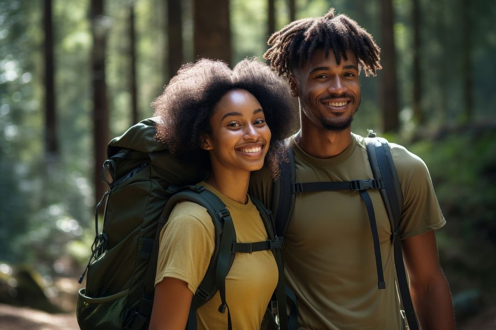 African young couple With Backpack backpack recreation adventure.