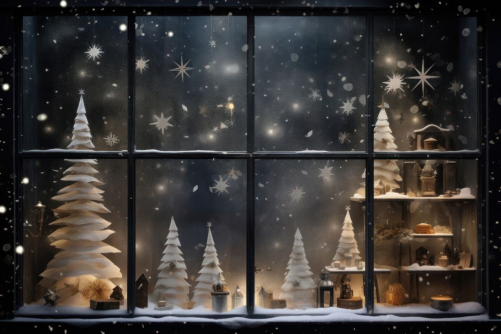 Christmas illustration window decoration window display.
