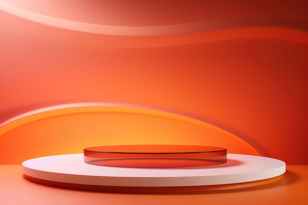 Orange product podium abstract lighting graphics.
