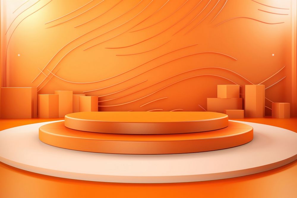 Orange product podium backgrounds architecture technology.