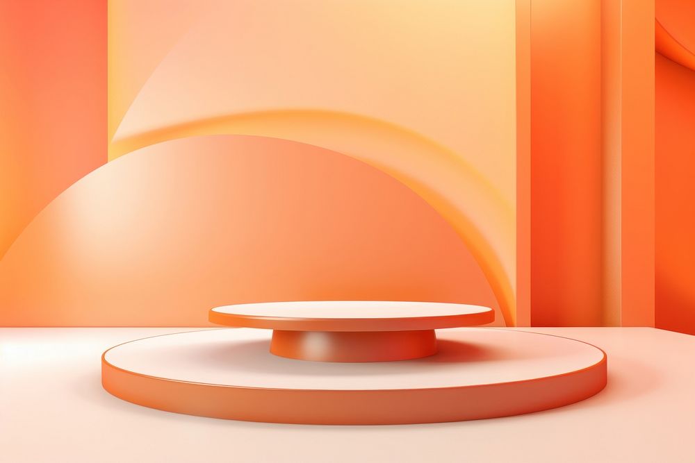 Orange product podium furniture lighting painting.