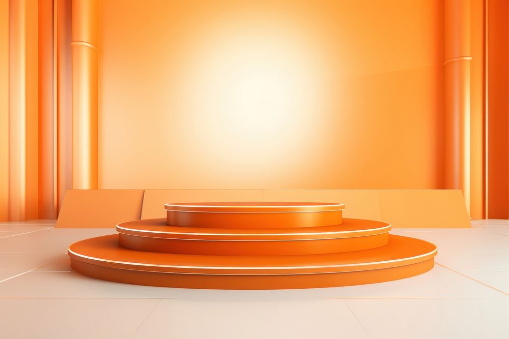 Orange product podium lighting floor architecture.