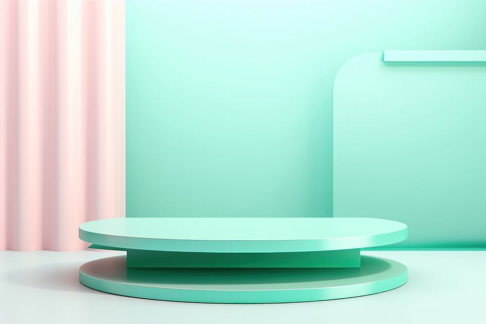 Mint green product podium turquoise furniture absence.