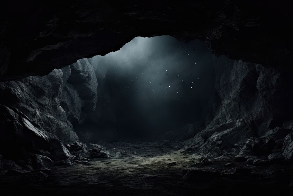 Dark background cave nature night.