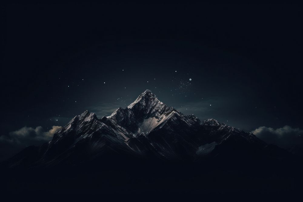 Dark background mountain night sky.