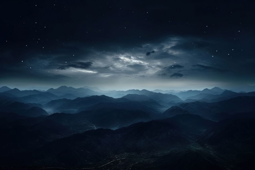 Dark background night sky landscape.