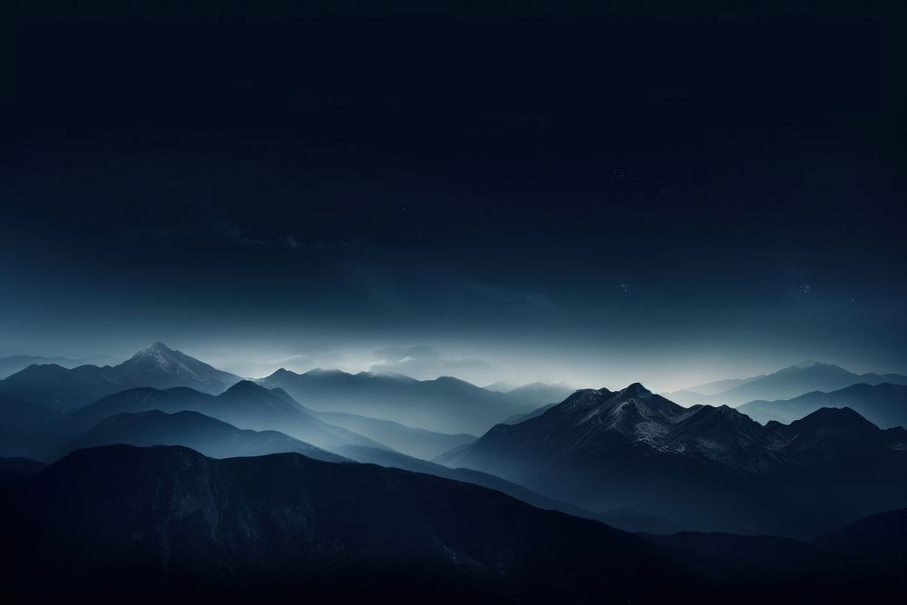 Dark background mountain night sky.