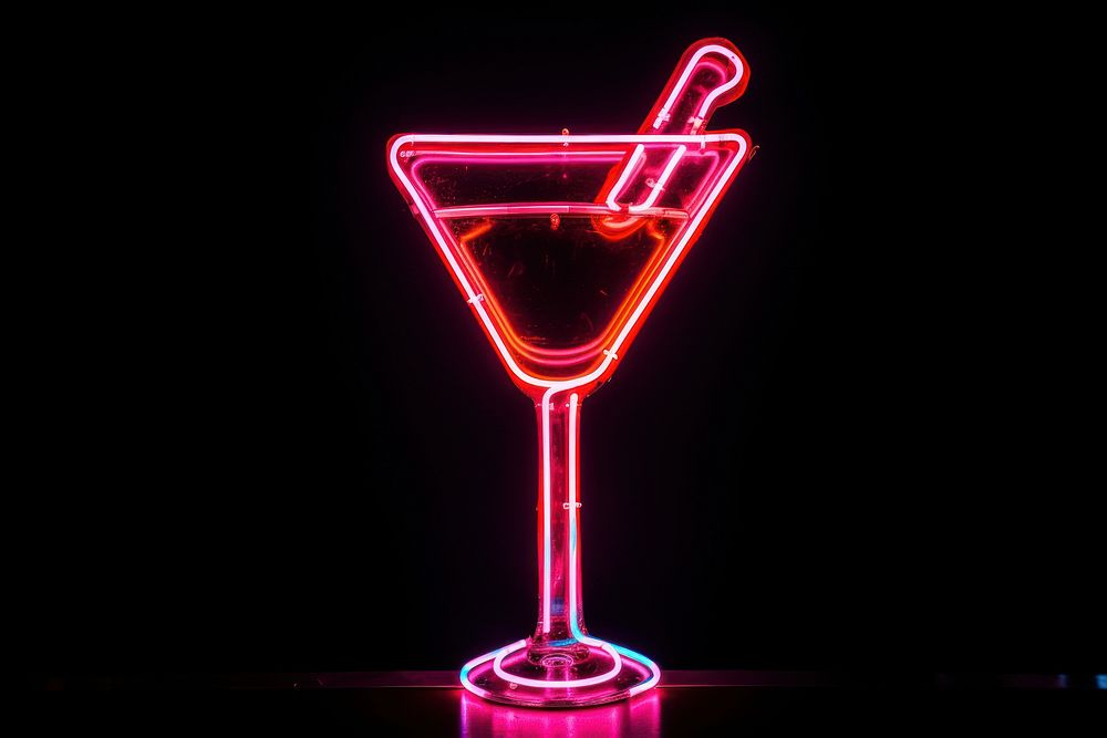 Neon cocktail martini light.