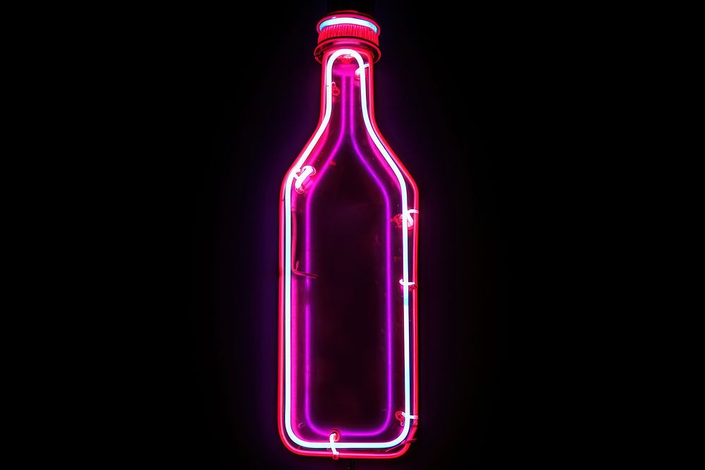 Neon bottle purple light.