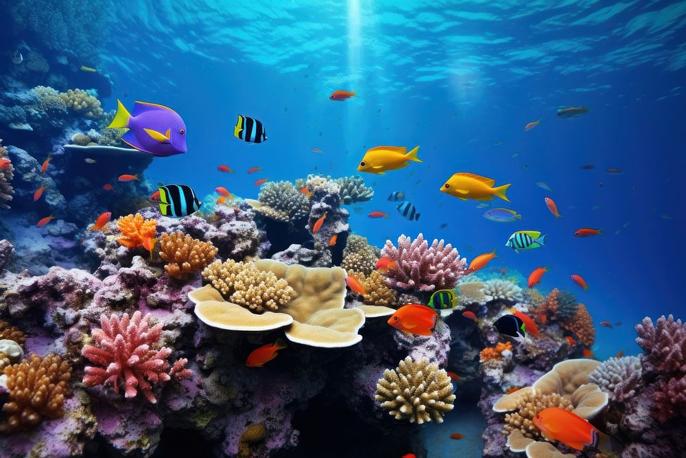 Coral reef sea underwater aquarium.