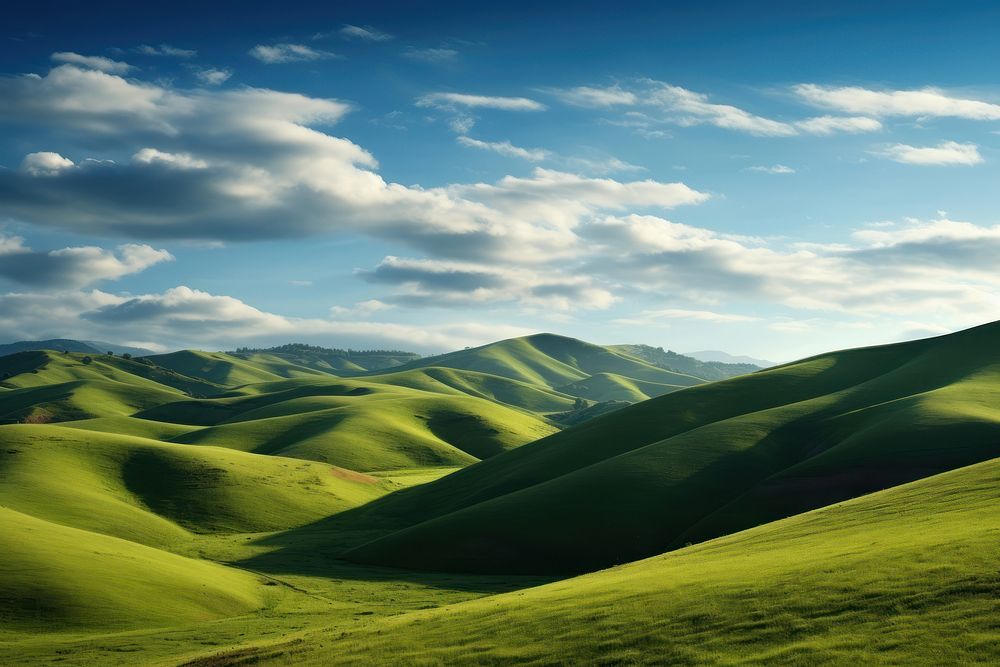 Hills landscape grassland panoramic.