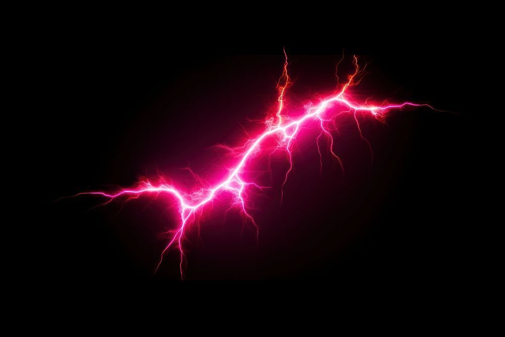Neon lightning thunderstorm nature.