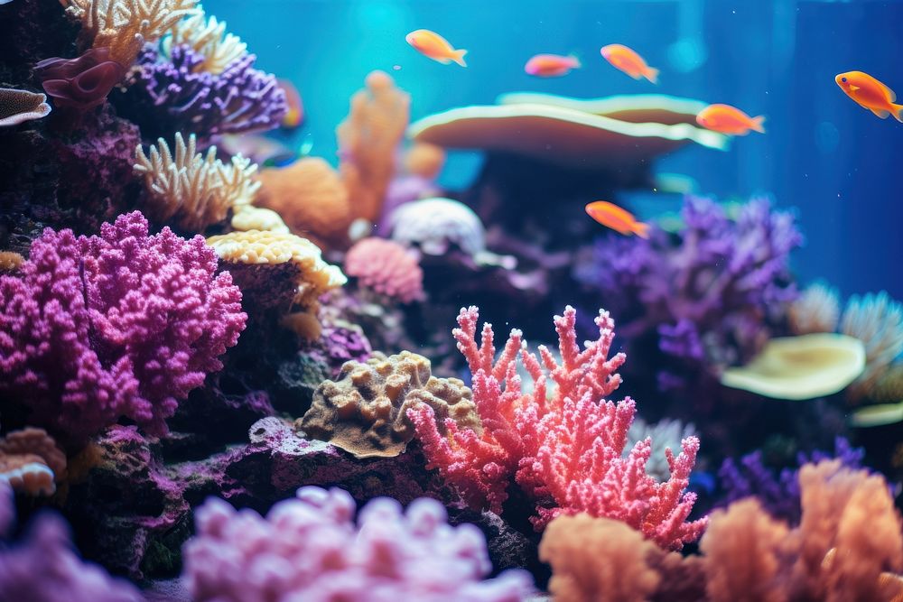 Coral reef sea aquarium outdoors.
