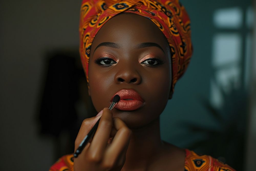 Nigerian woman cosmetics makeup hairstyle.