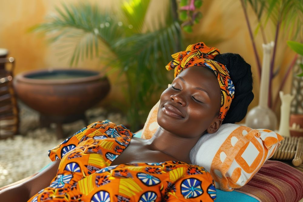 Ghanan woman smile adult spa.