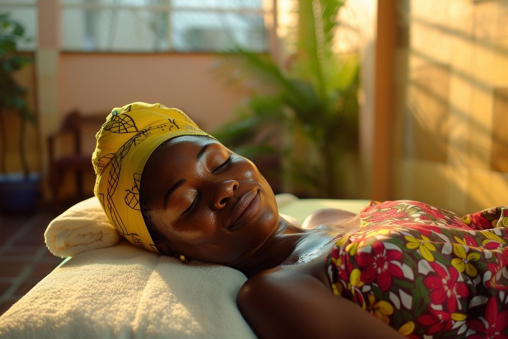 Ghanan woman day spa comfortable.