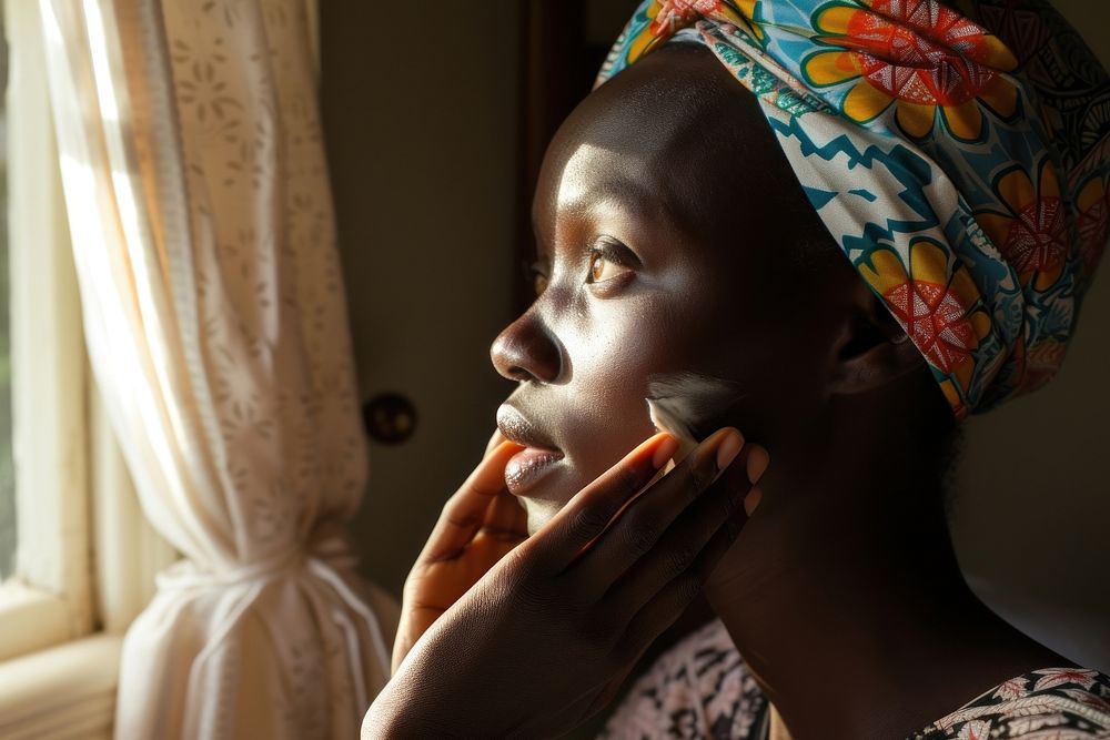 Kenyan woman skin adult headshot.