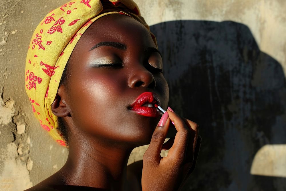 South African woman lipstick portrait adult.