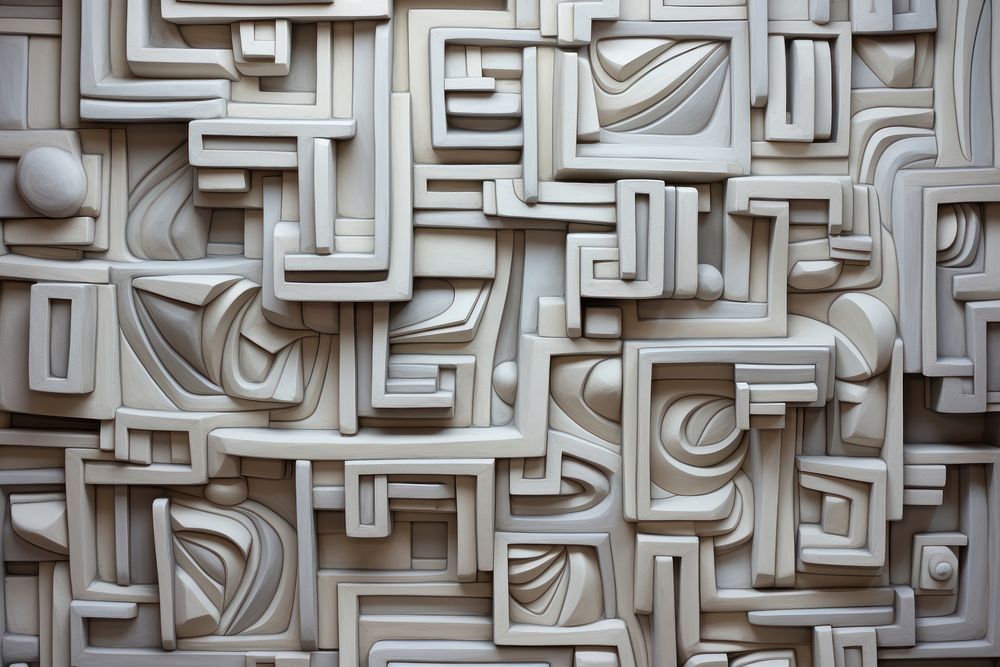 Rectangle bas relief pattern wall art wood.
