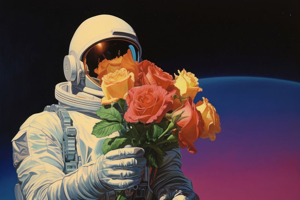 Flower astronaut painting petal.