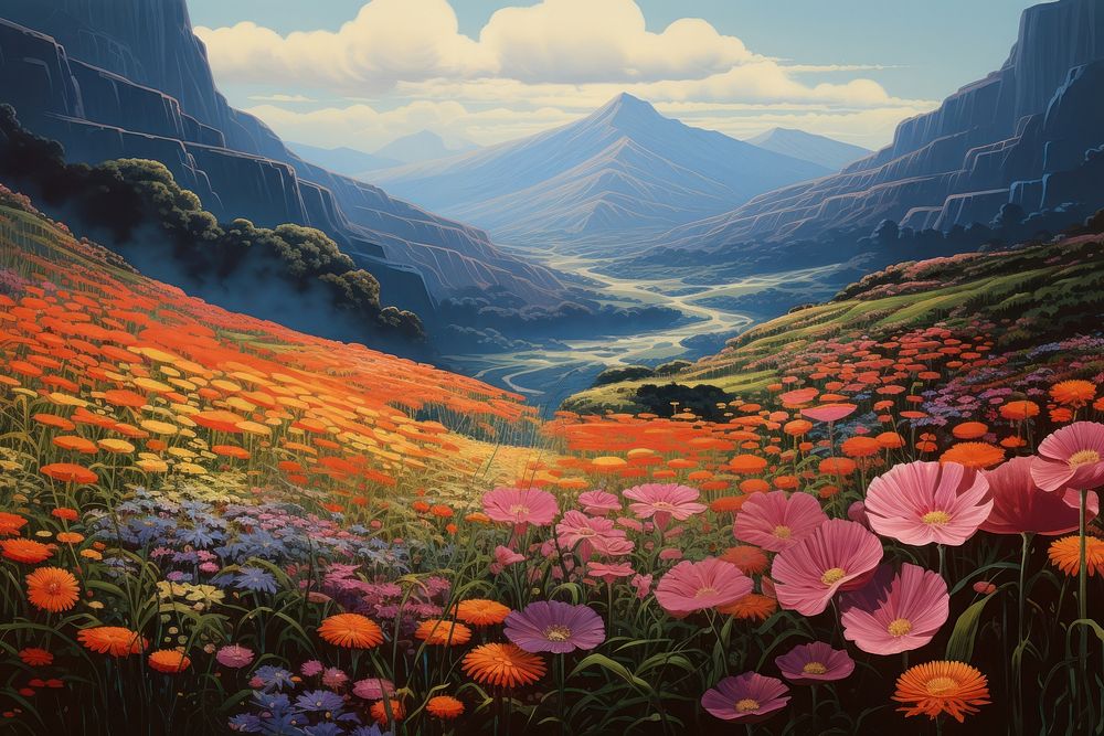 Flower wilderness landscape mountain.