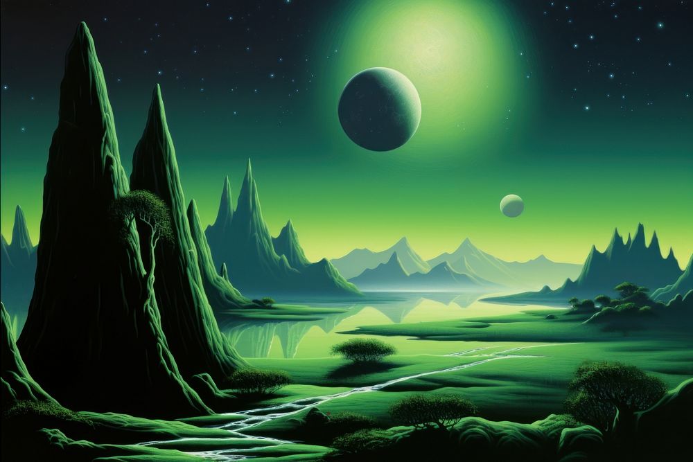 Green planet landscape astronomy outdoors.