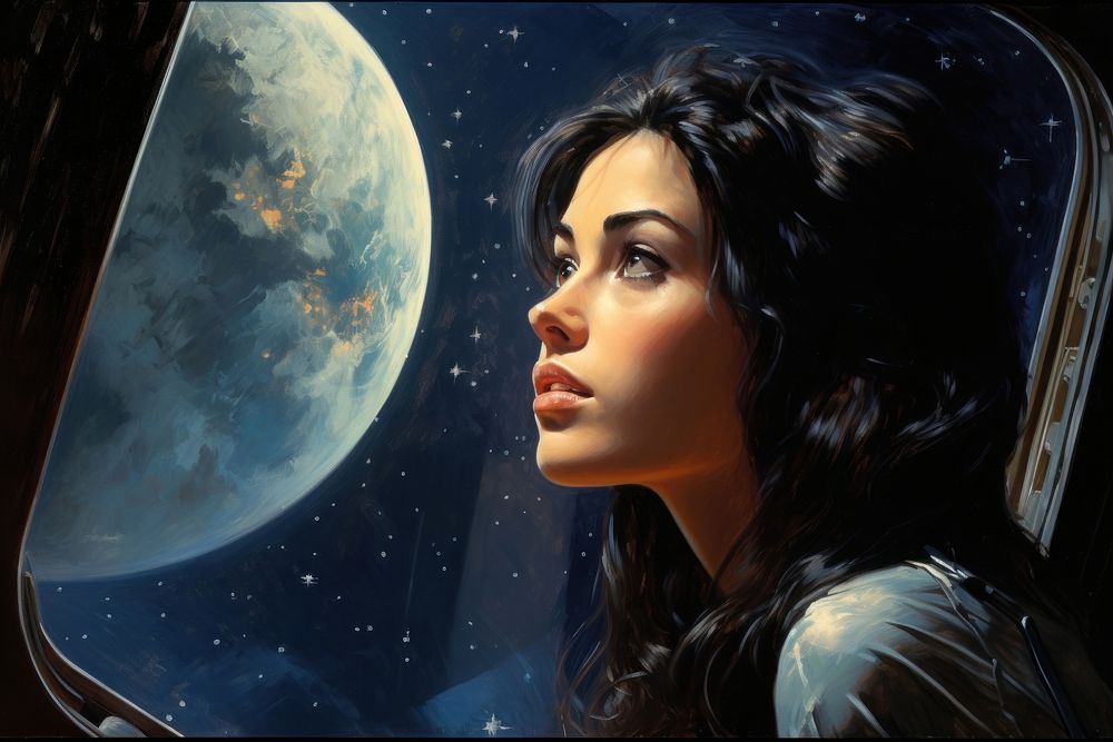 Space astronomy portrait painting.