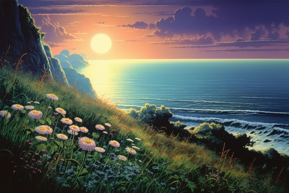 Flower coast grass landscape.