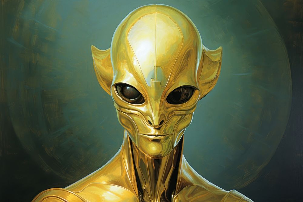 Gold alien representation disguise portrait.