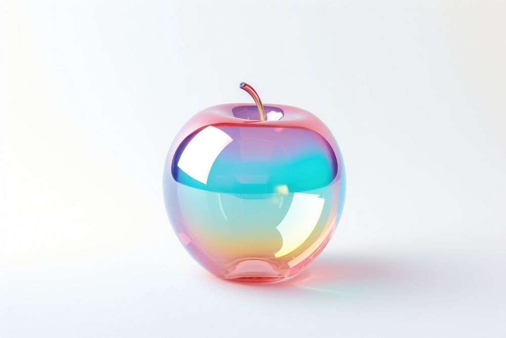Apple fruit glass white background.
