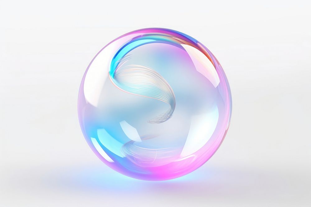 Soap a bubble transparent sphere white background.