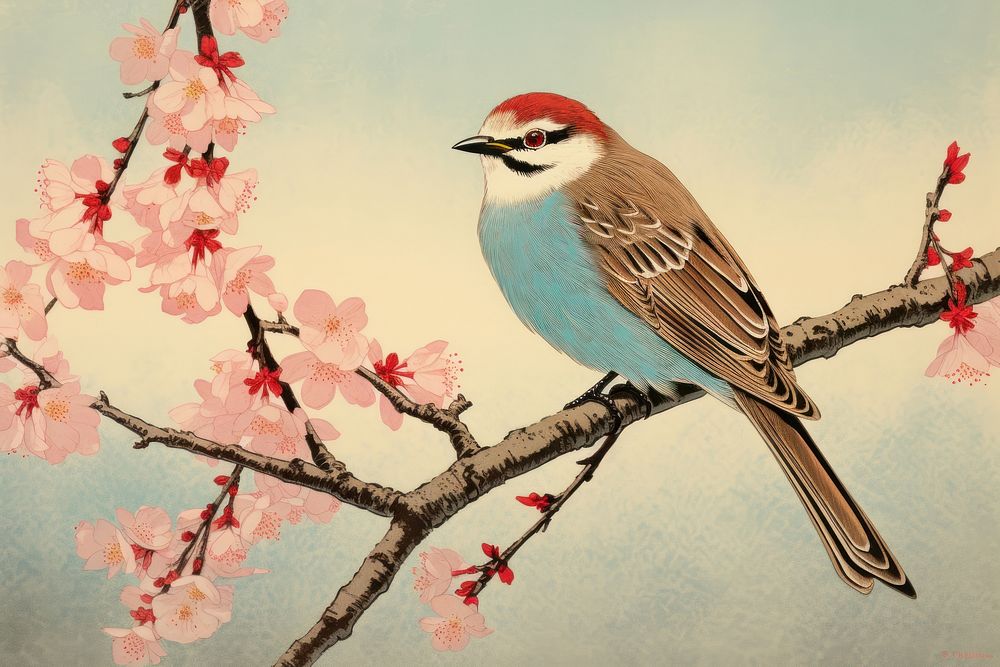 Blossom bird outdoors sparrow.