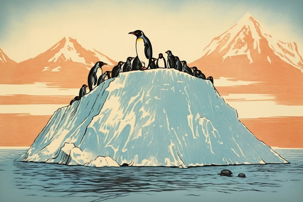 Iceberg penguin outdoors nature.