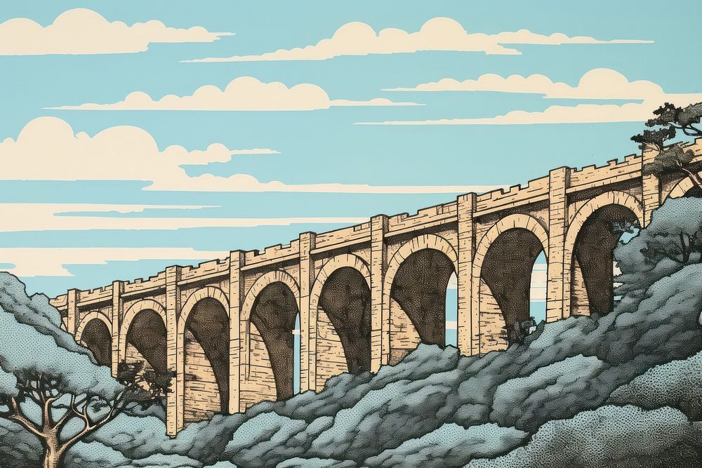 Bridge architecture aqueduct viaduct. | Free Photo Illustration - rawpixel