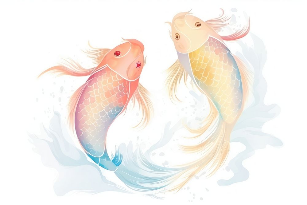 Two koi fish swimming animal underwater goldfish.