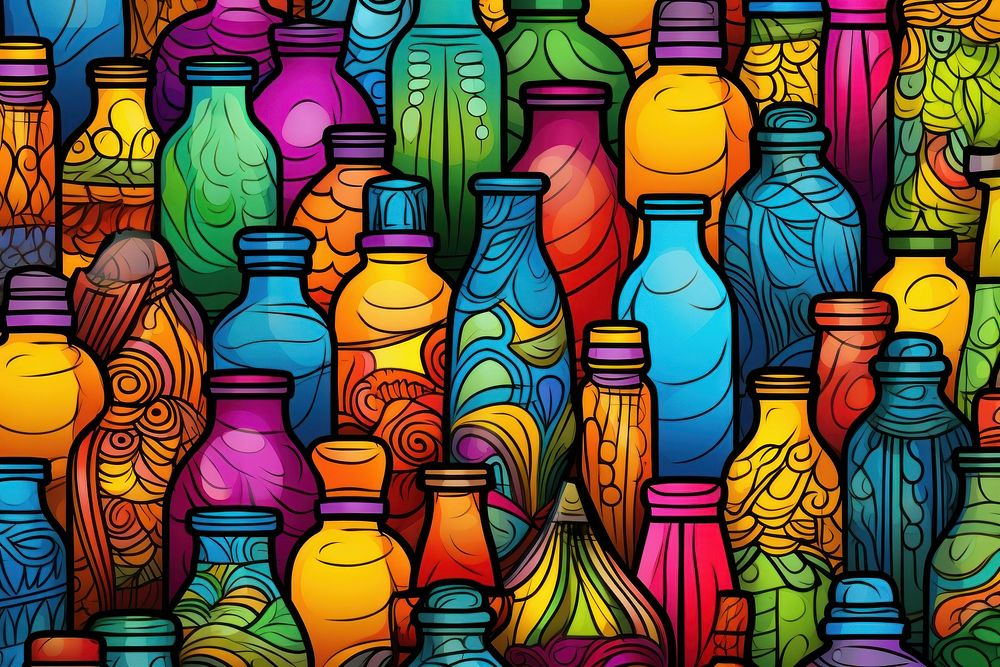 Bottle art backgrounds arrangement.