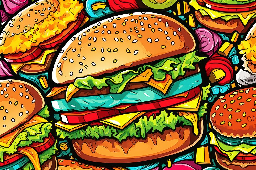 Burger backgrounds food art.