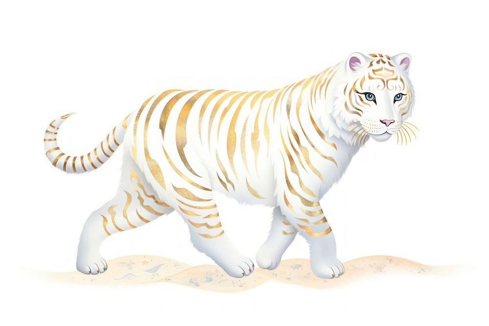 White chinese tiger walking wildlife animal mammal.