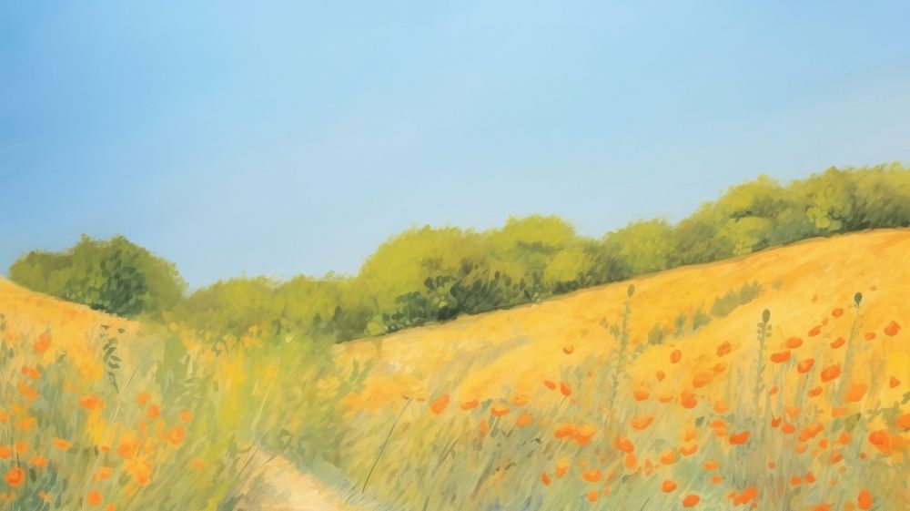 Clear sky landscape outdoors painting.