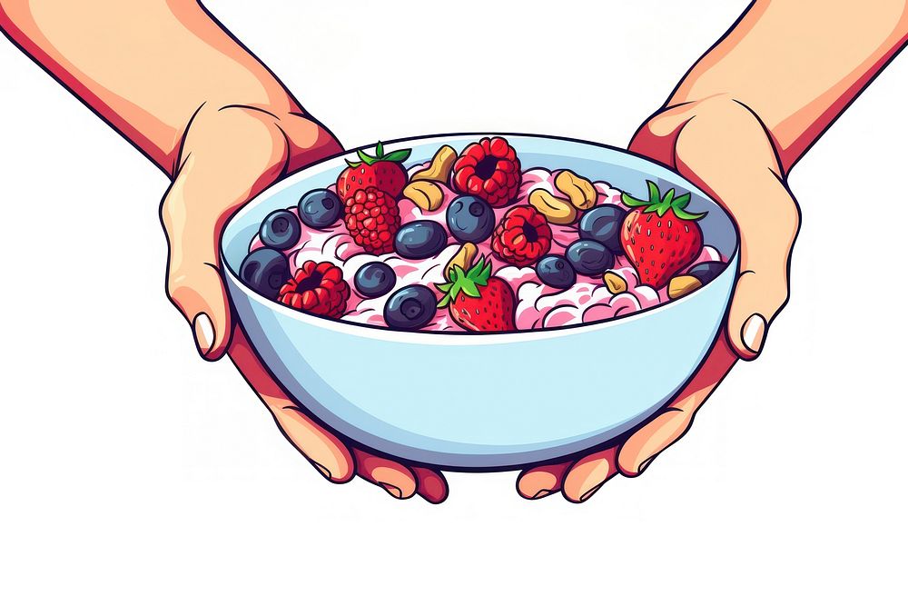 Bowl blueberry cartoon holding.